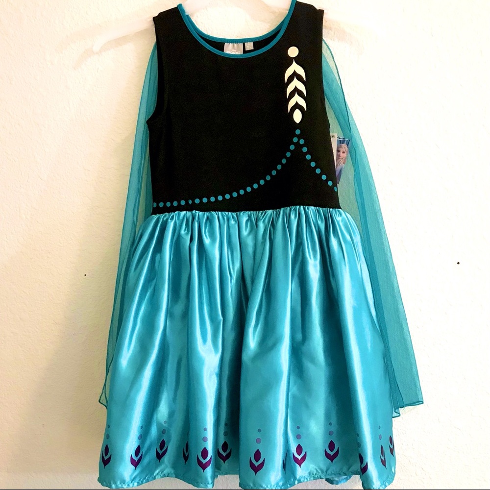 Disney Frozen 2 Princess Dress Costume Party Attached Cape L 10 - 12 NWT
